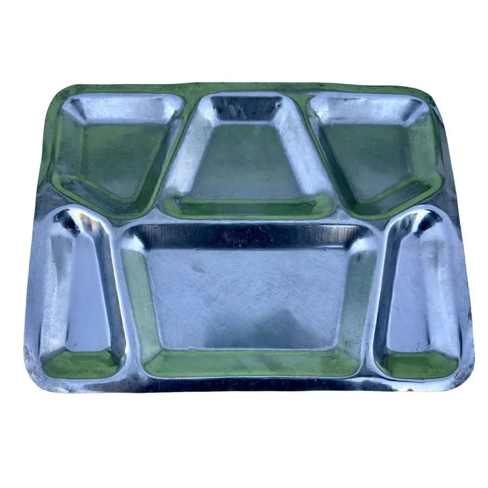 1 Vintage US Military GI Stainless Steel 6 Compartment Mess Hall Tray